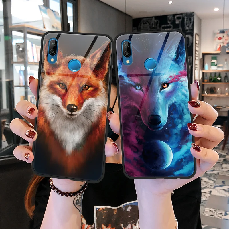 Чехол из закаленного стекла для huawei P9 P10 P20 Plus P30 Pro Lite Wolf Coque для huawei mate 9 10 20 X Lite Pro Y9 TPU чехол