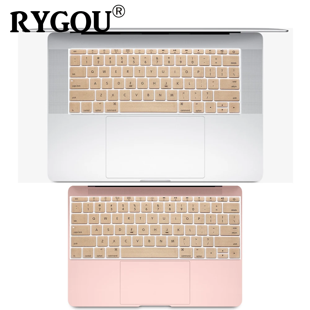 Английская Силиконовая клавиатура для MacBook Pro, 13 дюймов, не сенсорная панель, выпуск+, и для MacBook 12 дюймов, A1534, A1931, пленка для кожи - Цвет: Golden