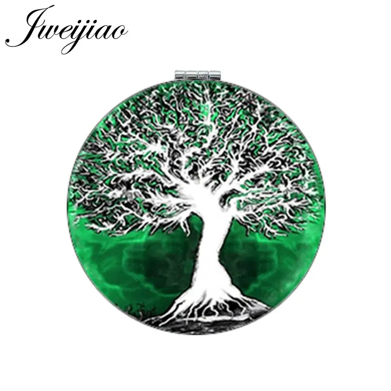 C154 JWEIJIAO Gree Life Tree золотой лист круглое зеркало для макияжа Мини складное компактное карманное зеркало портативное 1X/2X увеличительное - Цвет: C154