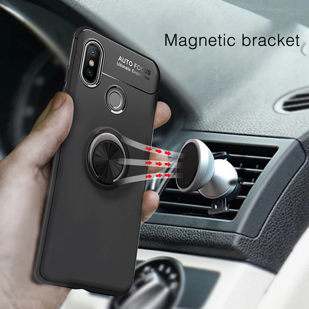 Heyytle Finger Ring Stand Holder Case For Xiaomi Redmi Note 5 6 7 Pro Mi 8 9 Lite A1 A2 Cases Metal Magnet Shock Silicone Cover |