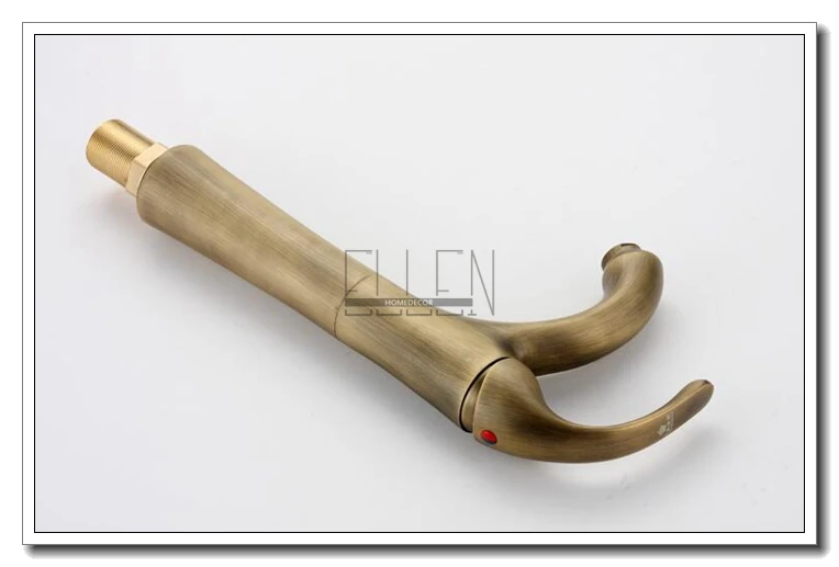 

Antique Copper Bathroom Faucet Tall Vessel Basin Sink Water Hot and Cold Single Hole Tap Mixer Brushed Solid Brass Faucets