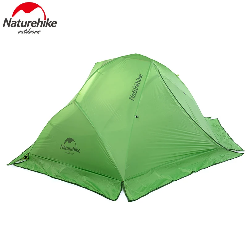 NatureHike 2 человека палатка Водонепроницаемый туристический тент двухслойный тент с юбкой 4 сезона путешествия палатка для кемпинга - Цвет: Green with skirt