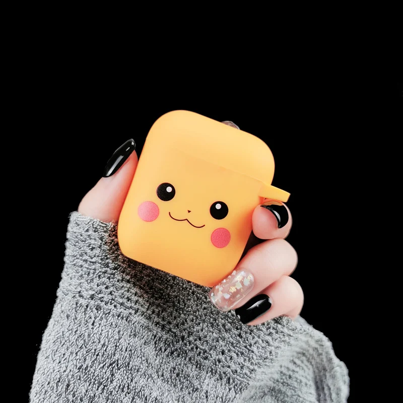 Красный Беспроводной чехол для наушников Pokemon Pikachu с Bluetooth для Apple AirPods, силиконовый чехол для наушников s для Airpods1/2, защитный чехол - Цвет: Красный