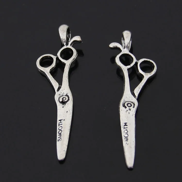 

RAINXTAR Antique Silver Color Scissors Alloy Daily Use Charms Tool Pendant Charms 13*45mm 100pcs AAC1482