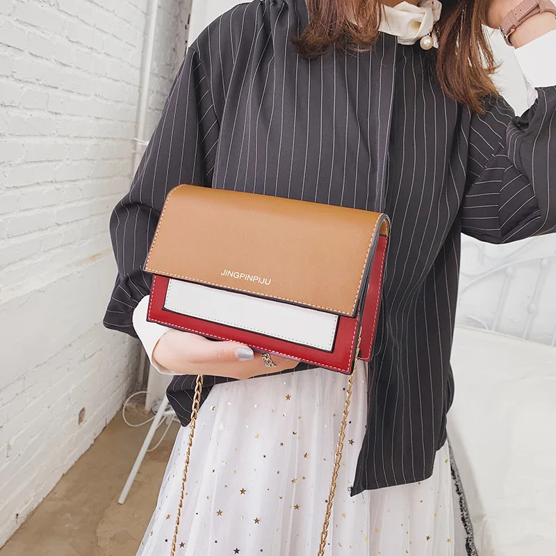 2019 новые модные женские туфли сумка на плечо с цепью ремень лоскут Дизайнер