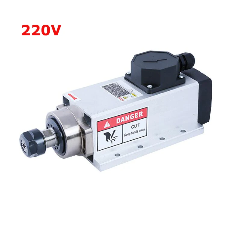 CNC 2.2KW 220 В 380 В 24000 об/мин с воздушным охлаждением квадратный мотор шпинделя ER20 биение-off 0,002 мм для фрезерования с ЧПУ с вилкой/кабельной коробкой версия - Цвет: 220V Version 2
