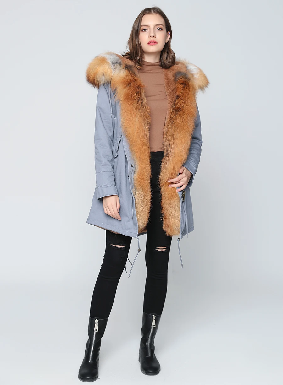 OFTBUY, пальто с натуральным мехом, зимняя куртка, Женская длинная парка, Воротник из натурального Лисьего меха, капюшон, подкладка из искусственного меха, Свободное пальто, ins, модная новинка