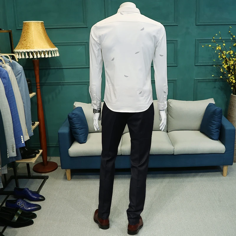 Новинка Весна 2018 британская мужская мода корейские рубашки костюм с длинным