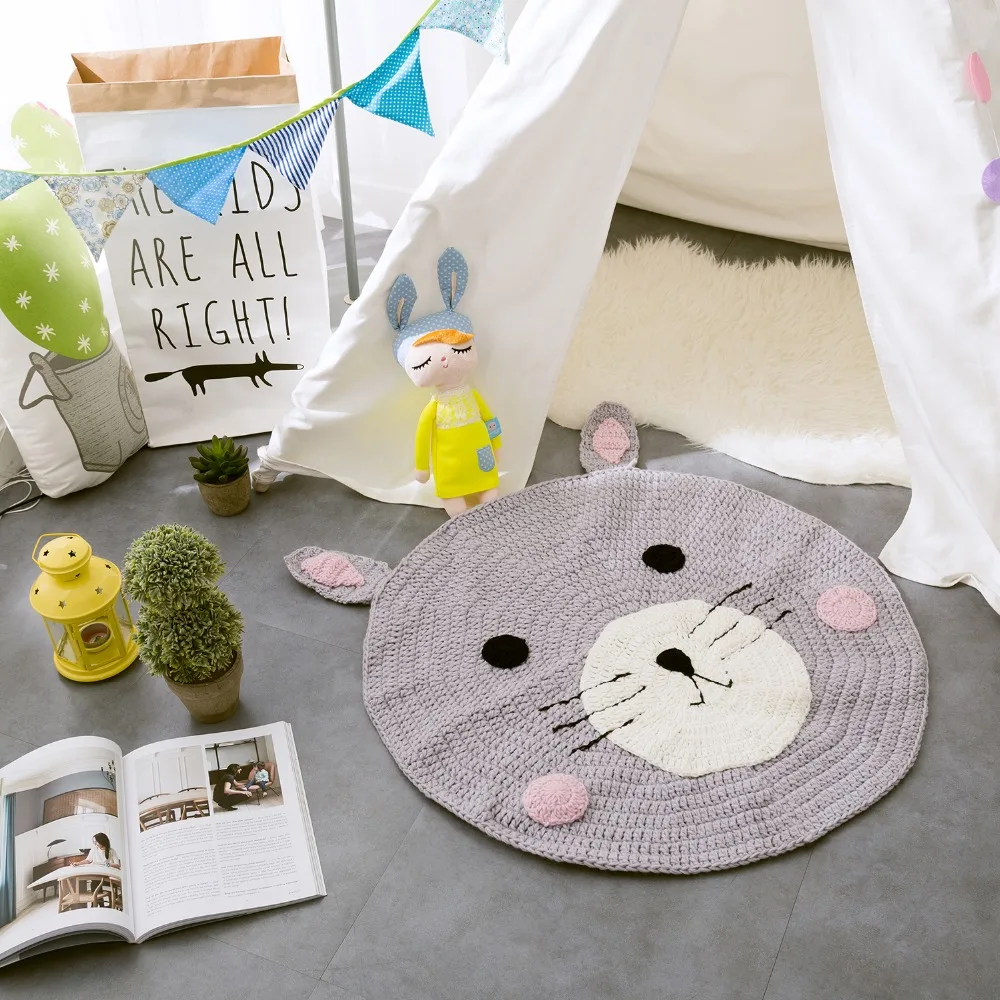 Мультяшный ковер ручной работы акриловый коврик с лисой/медведем Европейский