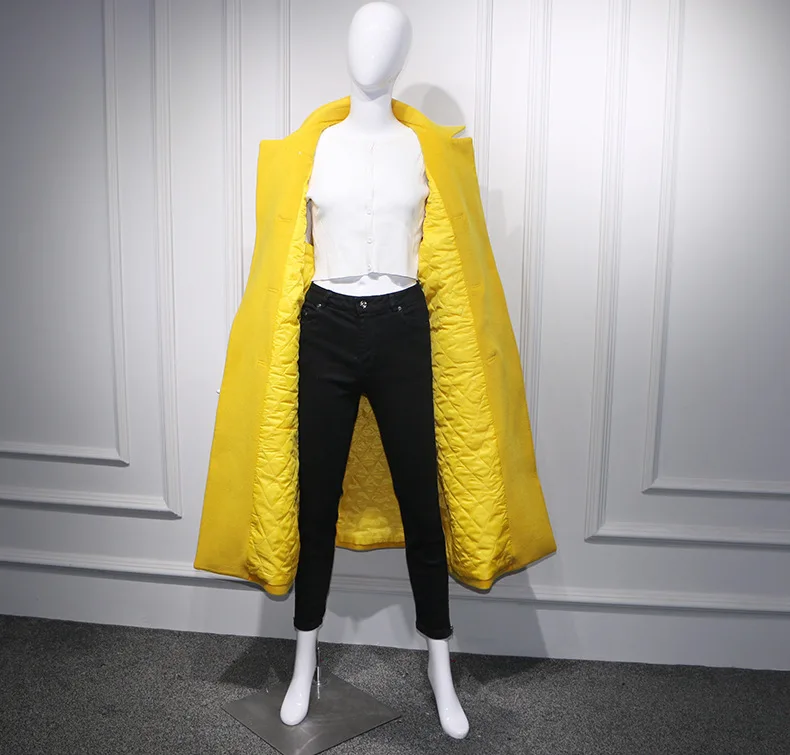 2018 свободное шерстяное длинное пальто с роговыми пуговицами женское хлопковое