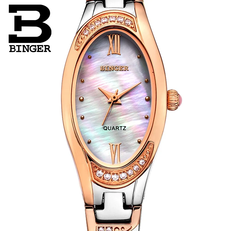D SRG-Promotion Швейцарский бренд BINGER, женские кварцевые часы с бриллиантами, женская форма с тонким дамским сапфировым корпусом, водонепроницаемые - Цвет: D SRG-Promotion