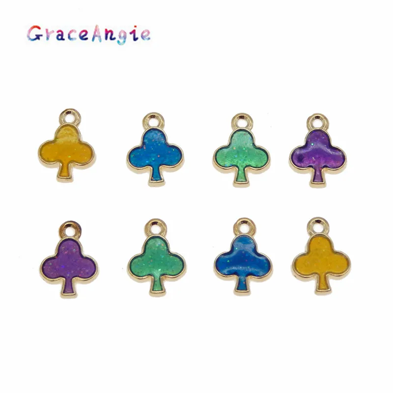 GraceAngie 16 шт смешанные цвета эмалевые подвески-кулоны милая форма дерева ожерелье