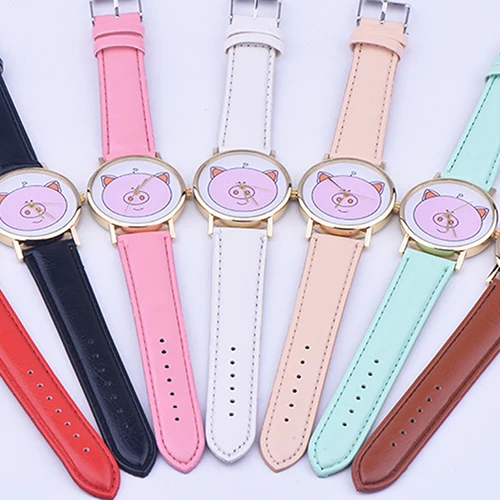 

Women Cute Pig Pattern Faux Leather Band Analog Quartz Wrist Watches