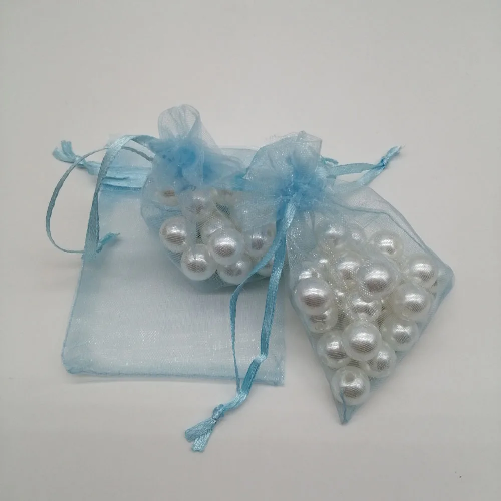 100 шт сумки из органзы Небесно голубые подарочные мешочки для стенд ювелирных