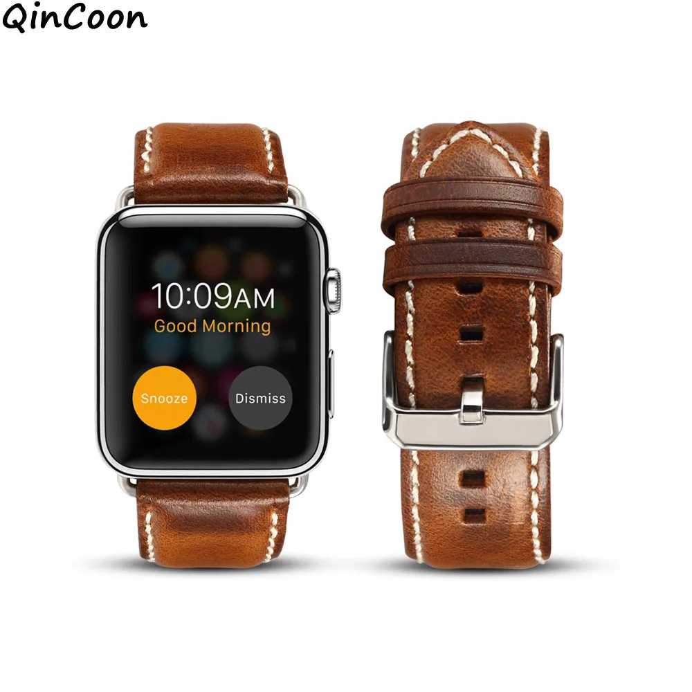 Ретро Полный зерна кожаный ремешок для мм Apple Watch 42mm 38 44 40 Натуральная кожа Series 4 3 2 1