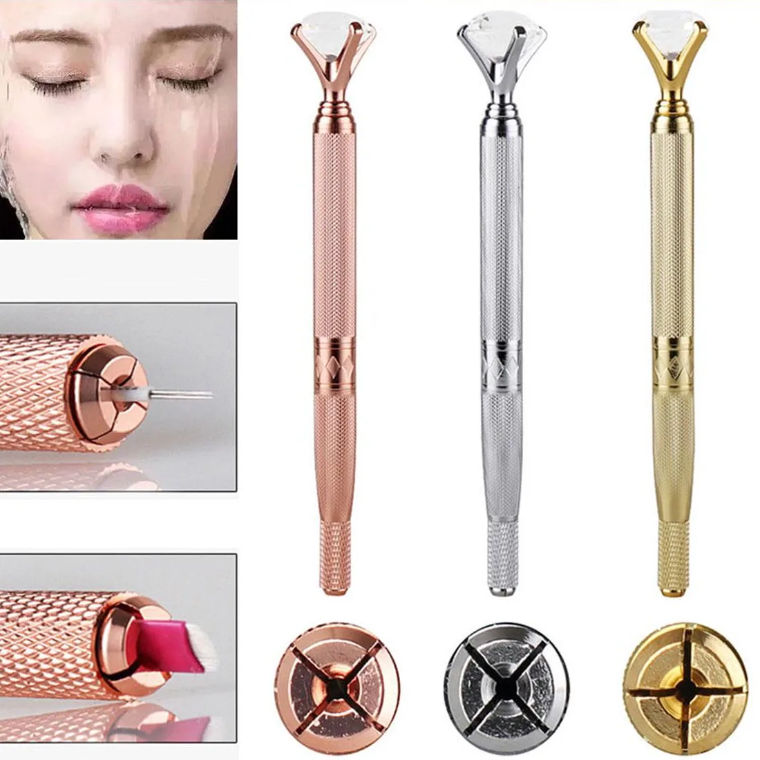 Золотой Красивая Татуировка ручка Microblading аппарат для татуажа Перманентный макияж бровей татуировки ручка-держатель игл