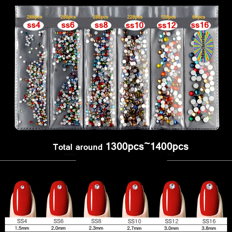 1 упаковка стеклянные стразы для ногтей разных размеров украшения блестящие