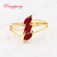 xinyipeng 18k yellow gold inset natural ruby ring ring women ring fashionable design can be a gift