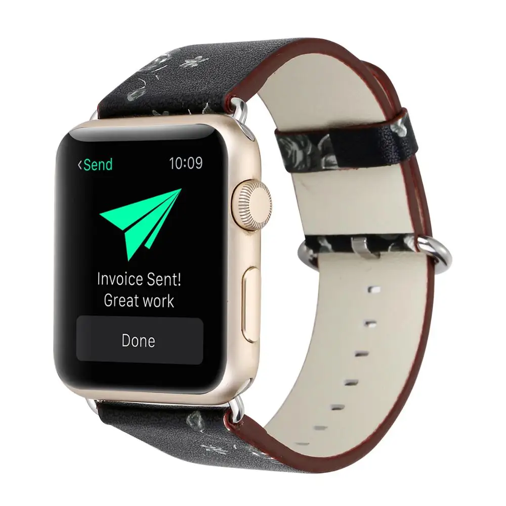 Ремешок для часов из натуральной кожи Apple Watch 38 мм 42 красный цветок вышивка женщин