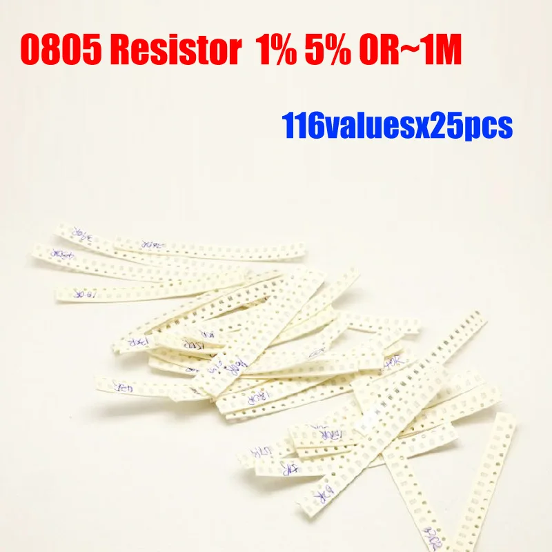 Резистор 0805 SMD 1% допуск 5% 2900 значений x 25 шт. = комплект резисторов 0R ~ 1 м набор в