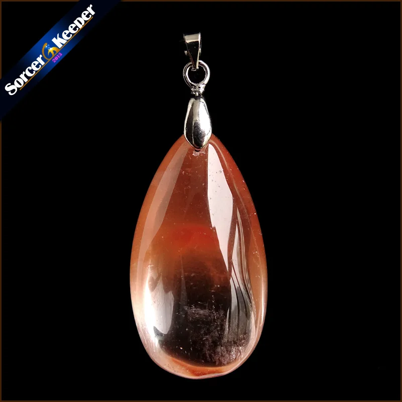 Для женщин Jewelry Цепочки и ожерелья Мода Редкие натуральный камень красный кролик волосы мех Рутиловый Кварц полированный кулон YS263