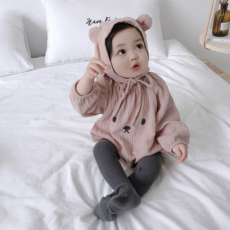 Baby Girl Clothes Long Sleeve Boy Rompers +Hat Newborn Jumpsuits Fashion Infant Product Ropa Bebe Bear Costume | Детская одежда и