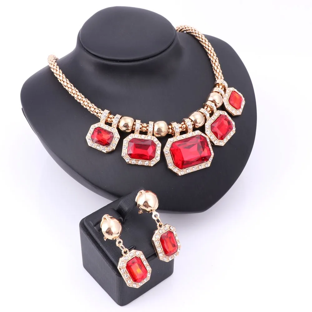 Модные хрустальные Чокеры ожерелье серьги Ювелирные наборы стеклянный