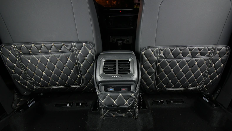 black beige wire Lsrtw2017 волокна кожи автокресло анти-kick коврик для volkswagen tiguan 2nd generation - Название цвета: black beige wire