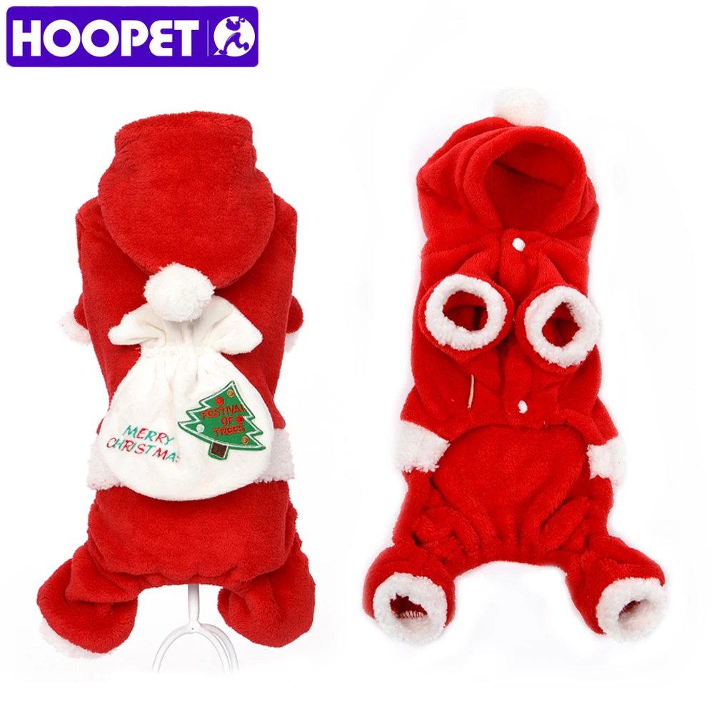 HOOPET Pet Dog Clothes Christmas Suits Soft Santa Claus Costume Outwear Coat Polar Fleece Winter