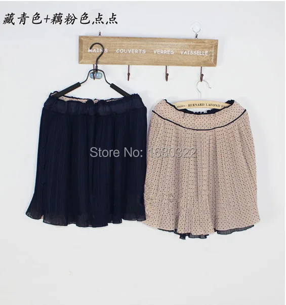Wave point wear on both sides small floral skirt chiffon Polka Dot Chiffon Skirts female JSJRFZ Женская одежда