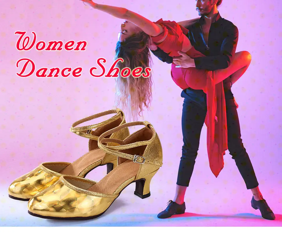 New Style Women Ladies Latin Tango Shoes For Dancing Closed Toe Red/Gold Ballroom Salsa Dance Shoes Wholesale Heels 3.5cm/5.5cm