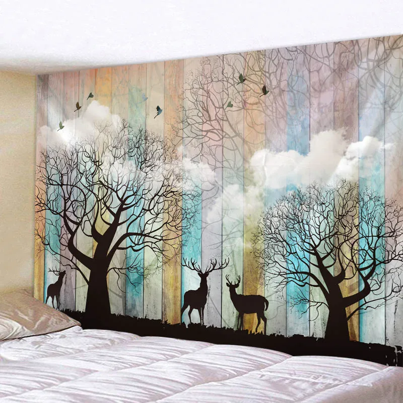 

3D Printed Cartoon Wapiti Patten Tapestry Livingroom And Bed Room Decortion Sandy Beach Picnic Towel