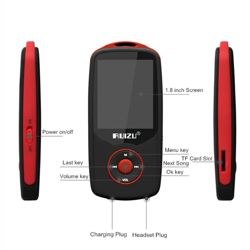 Original RUIZU X06 Mp3 Player Bluetooth 8GB TFT 1.8" LCD Screen Lossless Voice Recorder FM Hifi Mini Sports MP3 Music | Электроника