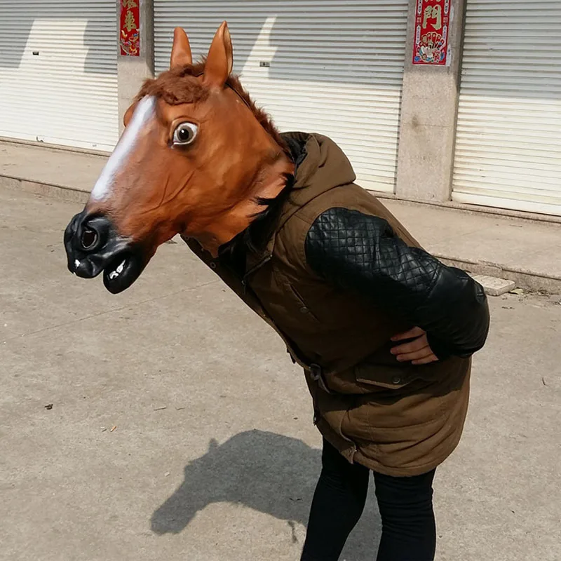 Маска для Хэллоуина маска макияжа с лошадью Полный головной убор актера голова