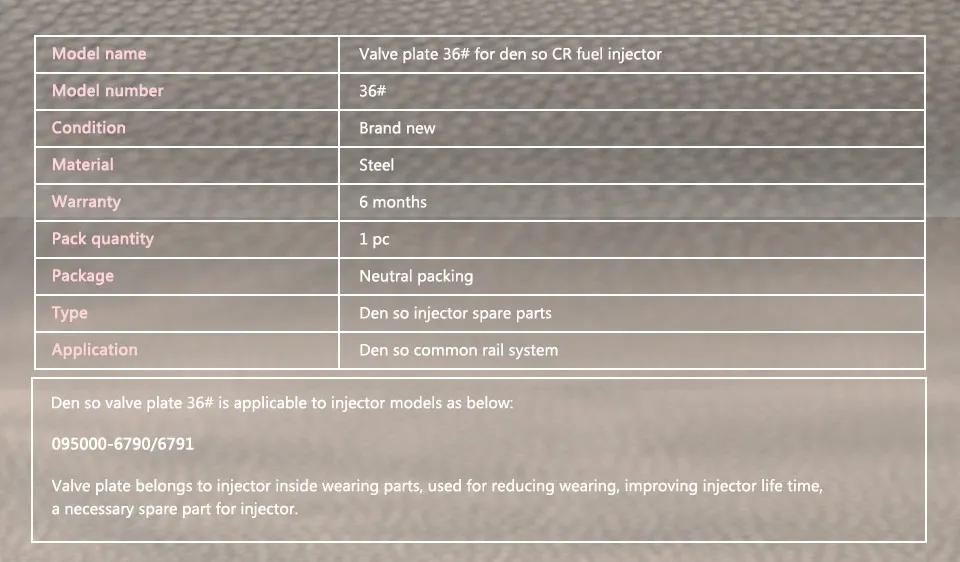 1 шт. Common Rail Управление Клапан плиты 36# для Инжектор топлива 095000-6790 095000-6791 дизель запасные Запчасти