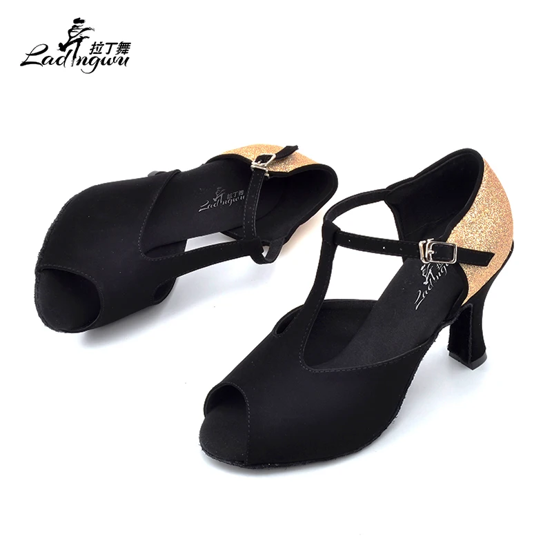 Ladingwu/черная фланелевая обувь золотистого цвета zapatos de baile latino mujer Обувь для