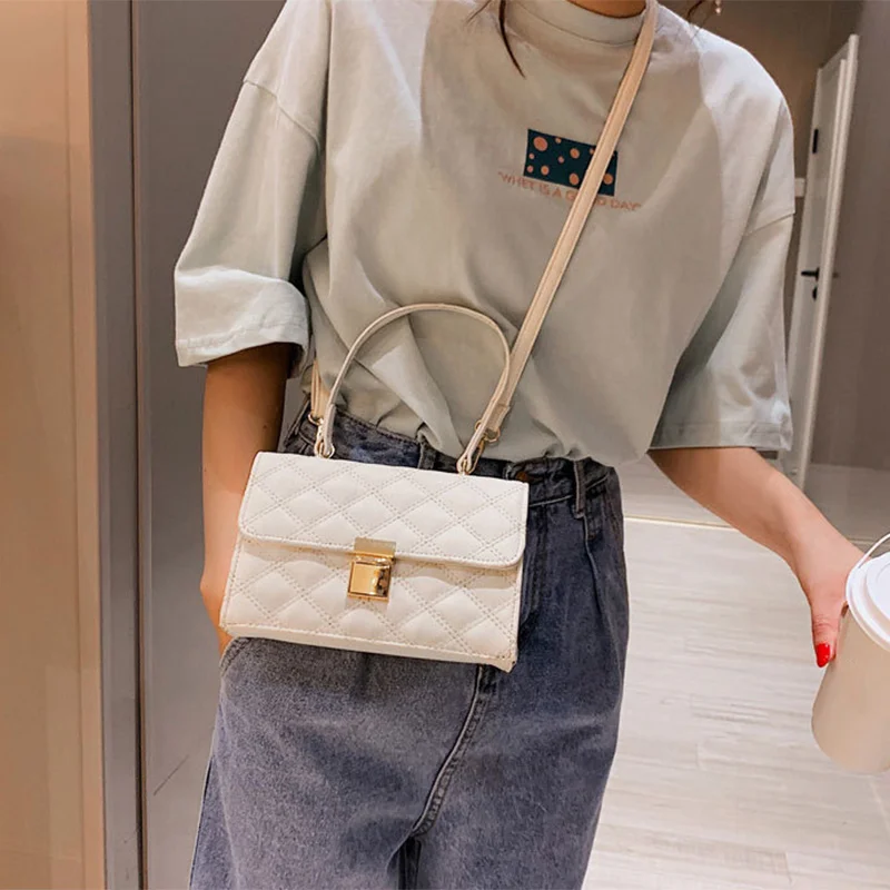 

Hot Selling Crossbody Single Shoulder Bag Rhombus Lattice Rectangle Handbag with Strap for Women -B5