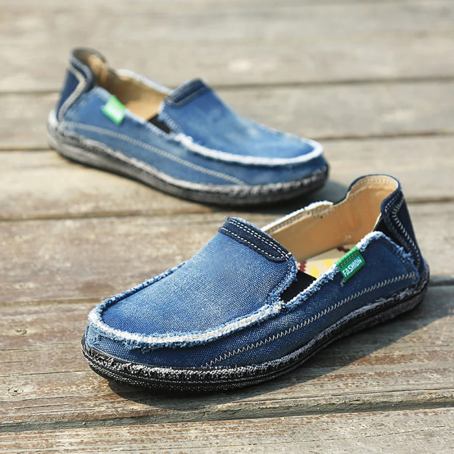 Men Jeans Canvas Shoes Plus Size 39-45 Breathable Summer Slip On Flats Casual Driving Loafers | Обувь