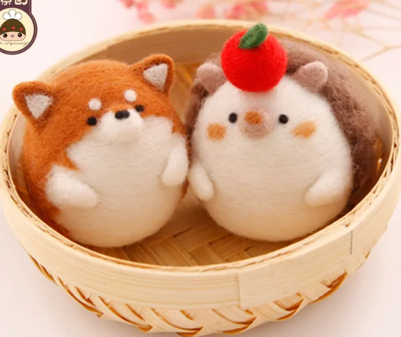 Шиба ину мультфильм животных Комплект Шерсть Кружево комплект шерстяной фетр