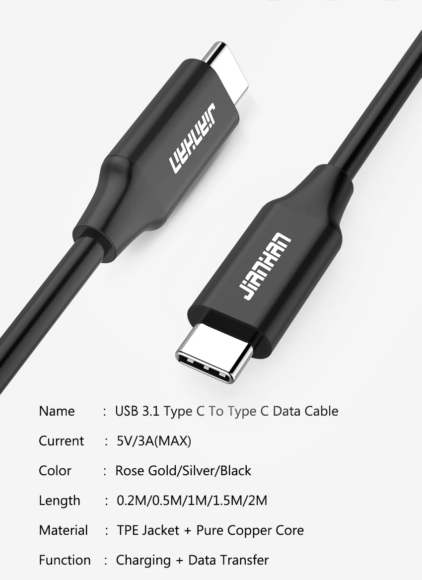Кабель для быстрой зарядки и передачи данных для Macbook Pro, samsung S9 Switch, huawei, быстрое зарядное устройство, sync, usbc, 3 А, USB 3,1