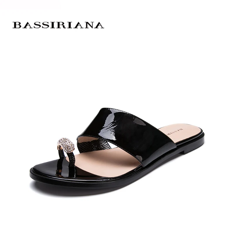 Shoes woman genuine leather Summer 2017 Red Black White patent Outside slippers sandals 35-41 Free shipping BASSIRIANA | Обувь