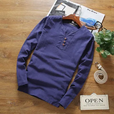 T282 dark blue Новинка года модные повседневные Цветочные мужчины хлопчатобумажная футболка в полоску Футболка с длинными рукавами Круглая горловина футболка с принтом Мужские 4XL 5XL - Цвет: T282 dark blue
