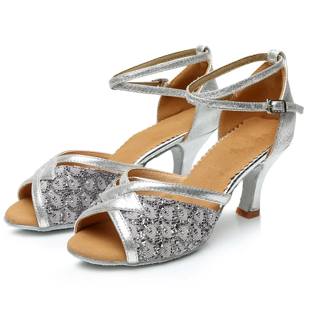 Latin Dance Shoes For Women Girls Tango Ballroom High Heels soft Dancing 5/7cm Sandals#4 | Спорт и развлечения