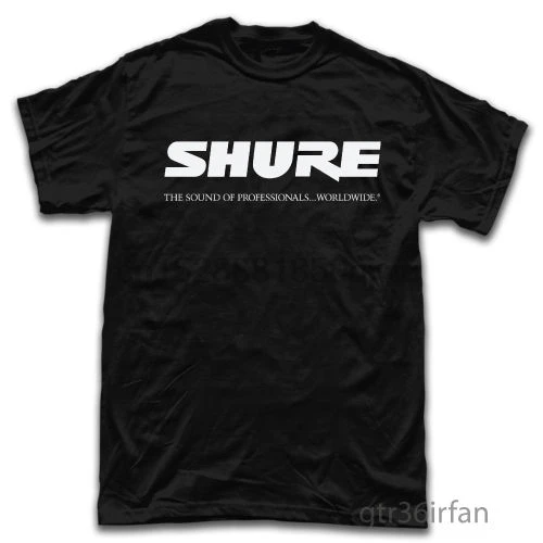 Футболка с логотипом аудиосистемы Shure черные топы оптовая продажа футболка