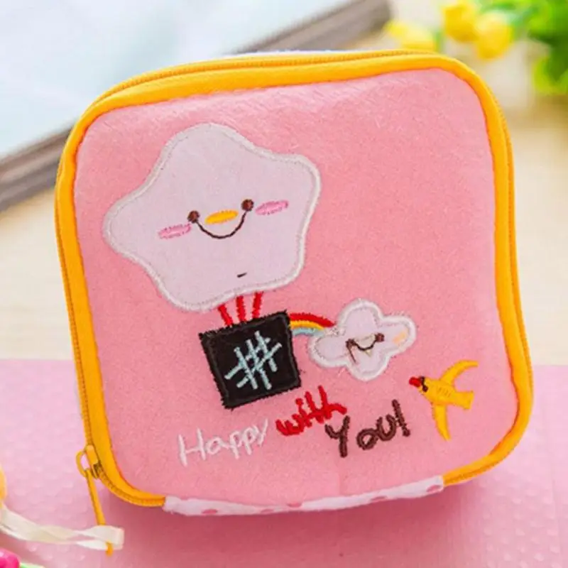 Cute Cartoon Girl's Sanitary Napkin Storage Bag Small Coin Purse Card Cable Organizer 20 | Дом и сад
