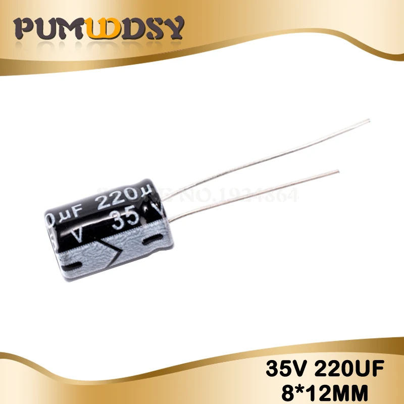 20 шт Высокое качество 35V220UF 8*12 мм 220 мкФ 35V 8*12 электролитический конденсатор с алюминиевой крышкой