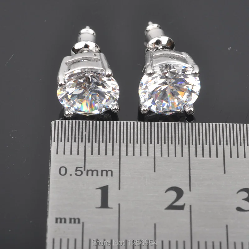 Женский комплект ювелирных изделий с круглым белым кубическим цирконием сережки