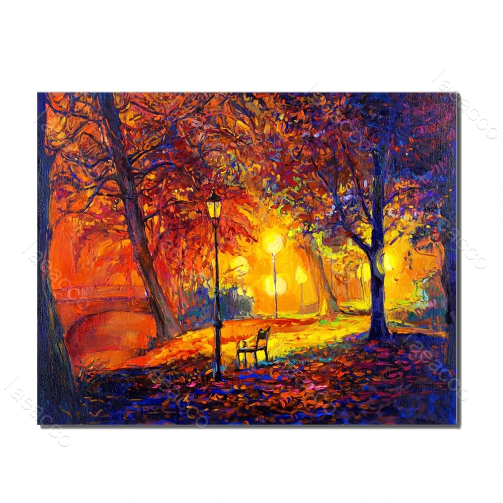 

Laeacco Classic Night Forest Scene Wall Art Posters and Prints Living Room Nordic Painting in Canvas Home Decor