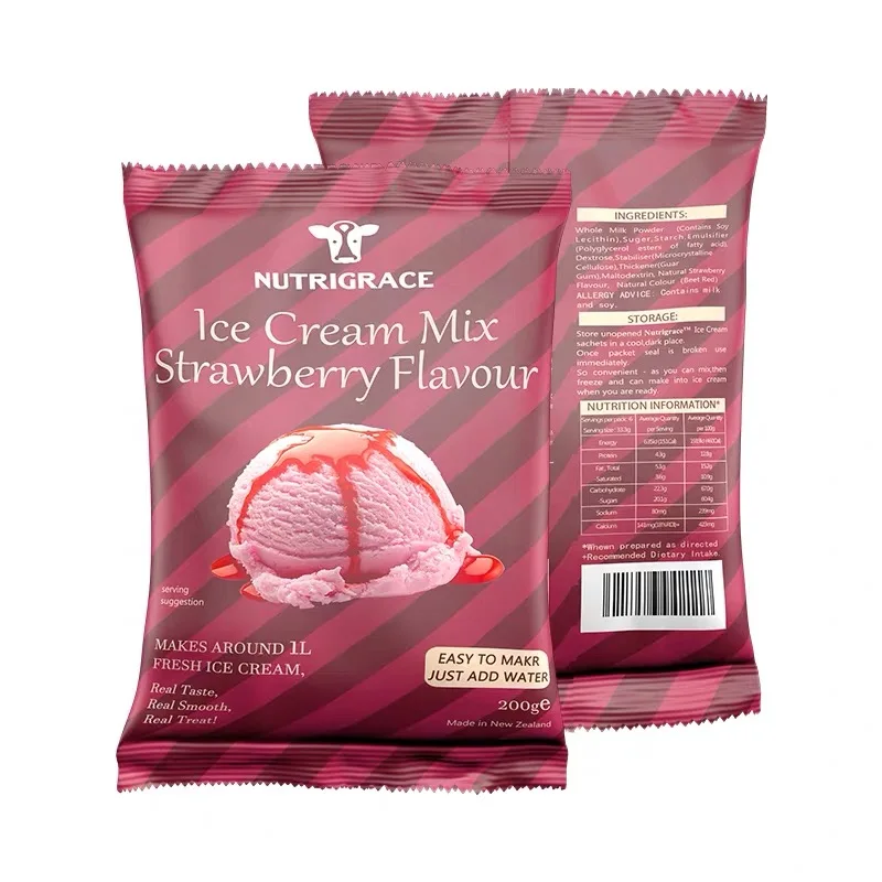 200g Strawberry 200 г порошок для смешивания мороженого легко сделать просто добавить воду Ваниль/шоколад/клубника/матча ручной работы - Цвет: 200g Strawberry