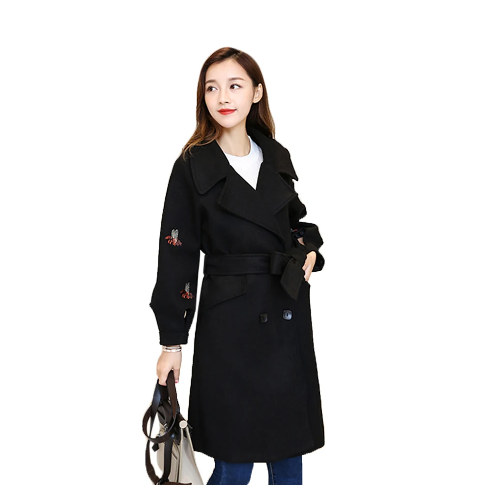 Женский осенне зимний Корейский рукав в форме фонаря с вышивкой длинное